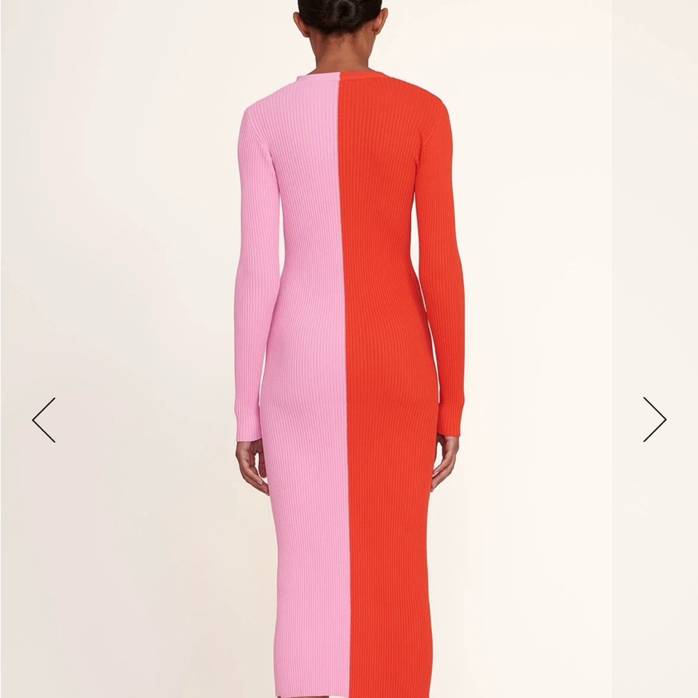 Colorblock Long Sleeve Dress - Pink and Red